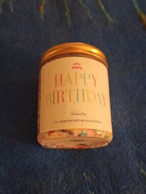 Happy Birthday Vanilla  Confetti Hand Poured 7 Ounce Soy Candle.